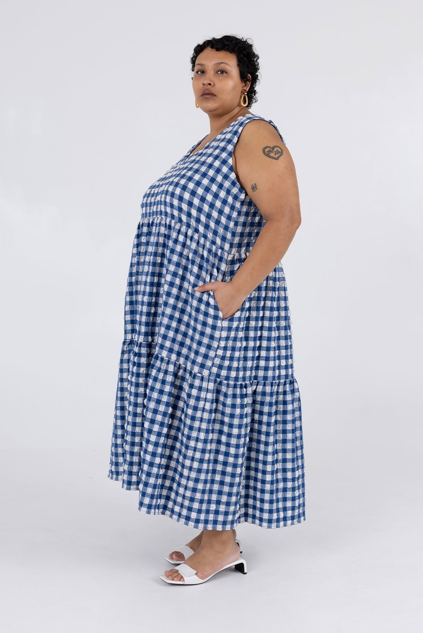 WRAY - Austin Dress - Navy Check -