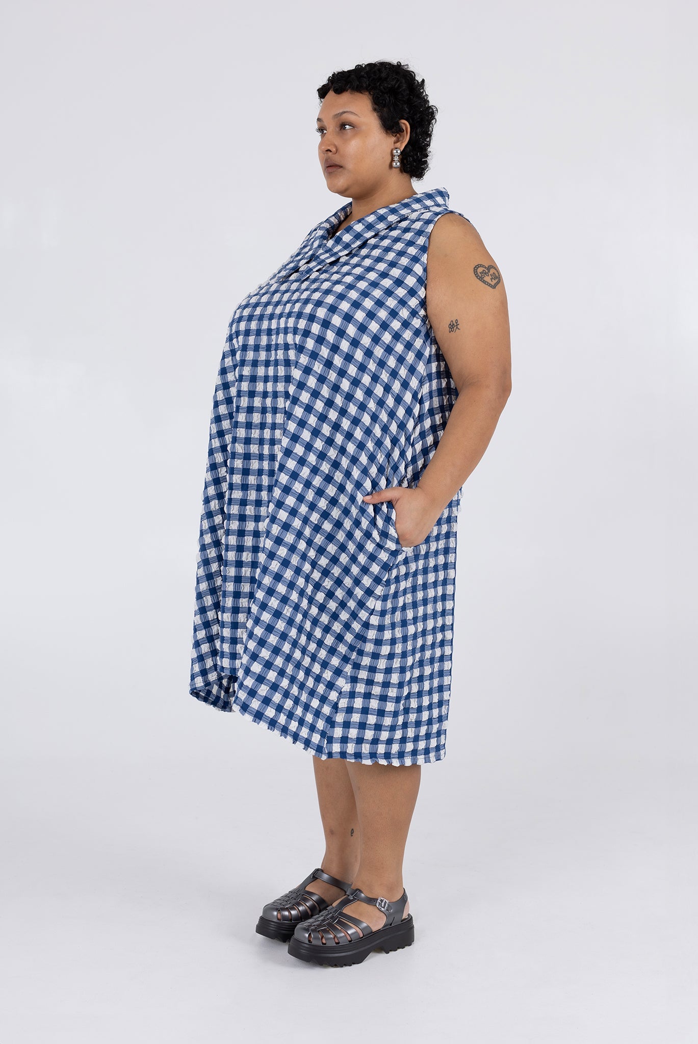 WRAY - Brooks Dress - Navy Check -