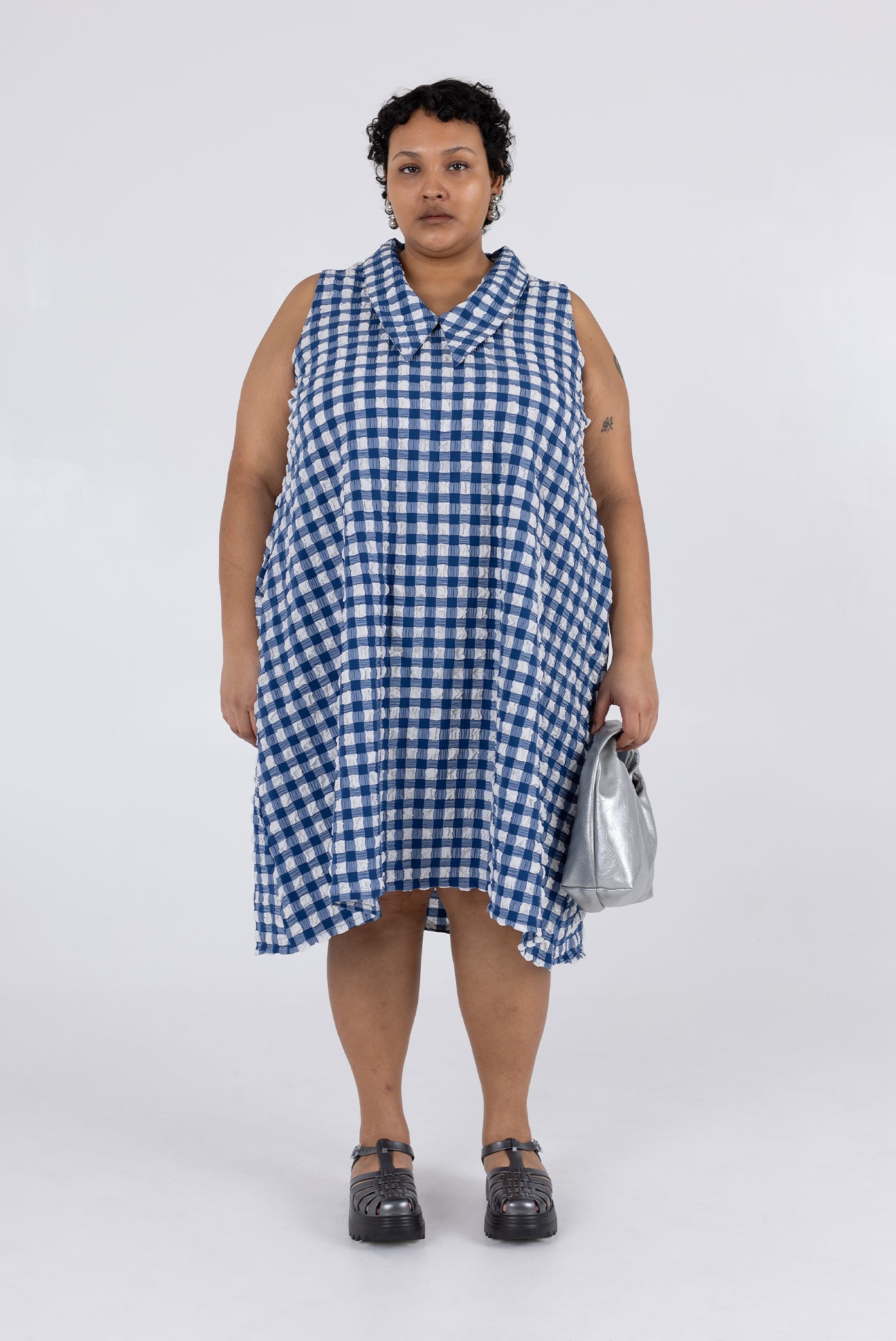 WRAY - Brooks Dress - Navy Check -