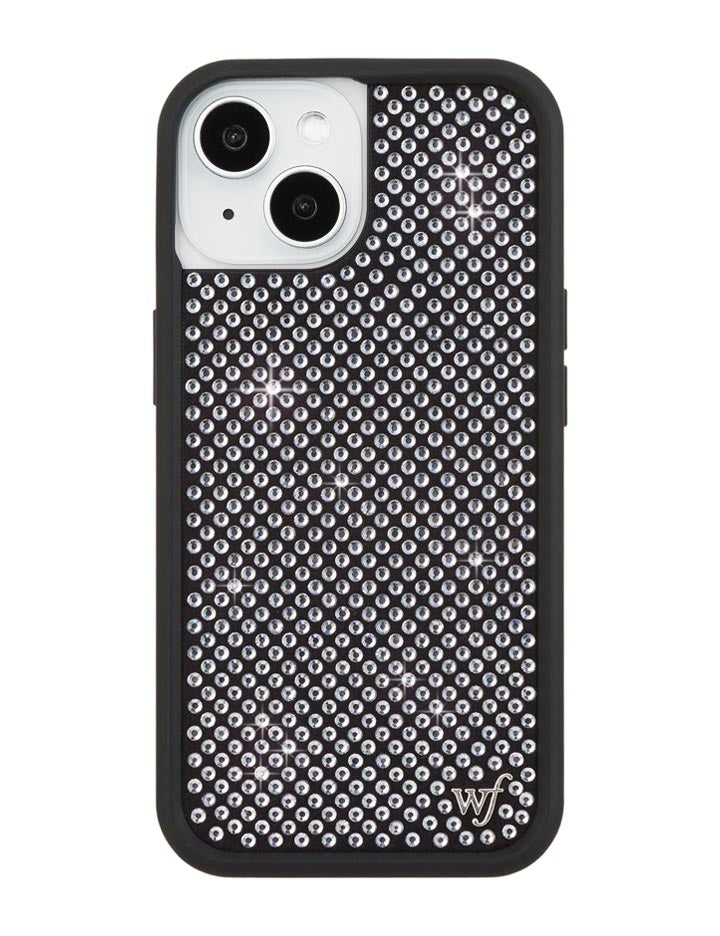 Wildflower iPhone case 15 Rhinestone | White Sparkle Cute