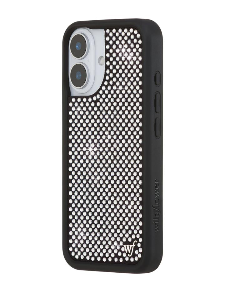 Wildflower iPhone case 16 Rhinestone | White Sparkle Cute