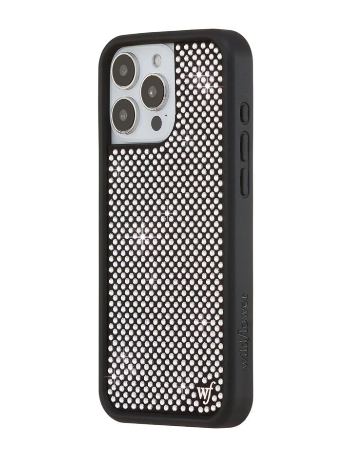 Wildflower iPhone case 16 Pro Max Rhinestone | White Sparkle Cute