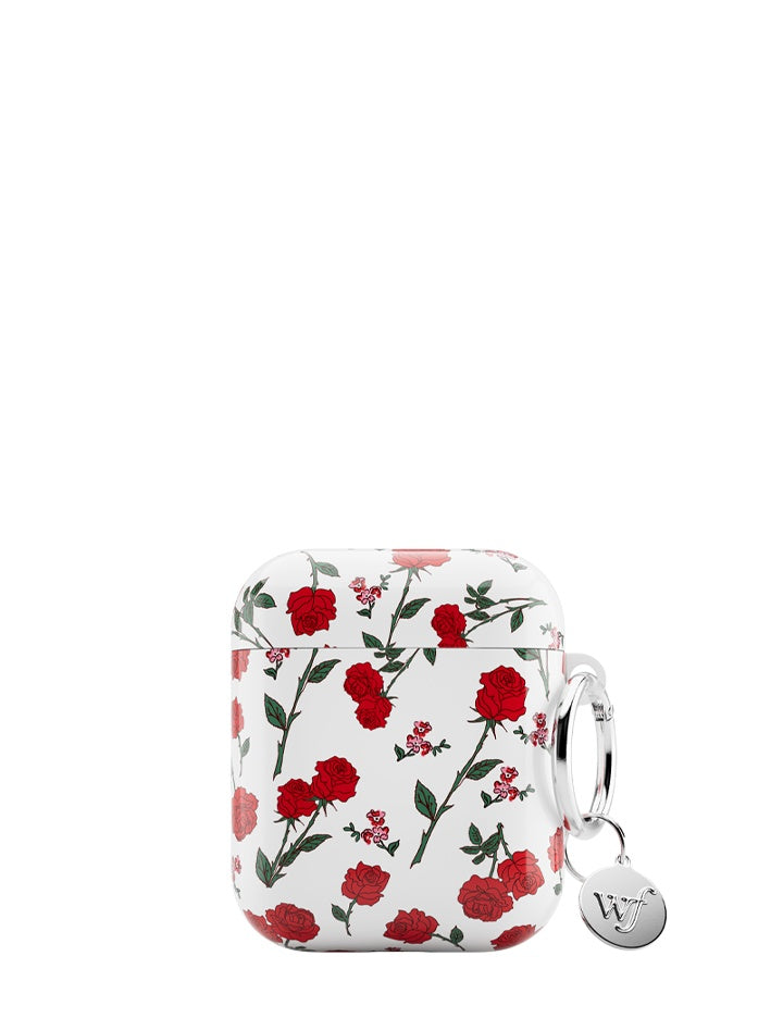 wildflower red roses airpods gen 1 and airpods gen 2 case