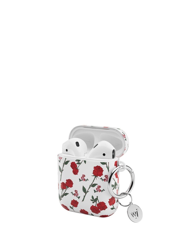 wildflower red roses airpods gen 1 and airpods gen 2 case