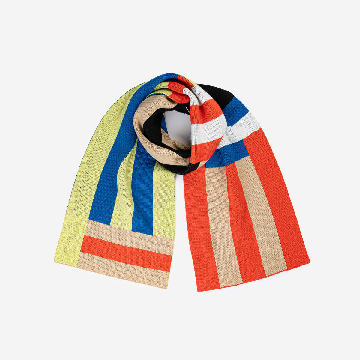 Verloop - Waterfall Stripe Big Scarf - Lime Cobalt