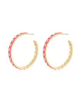Luv Aj - XL Pyramid Stud Hoops - Hot Pink/Gold -
