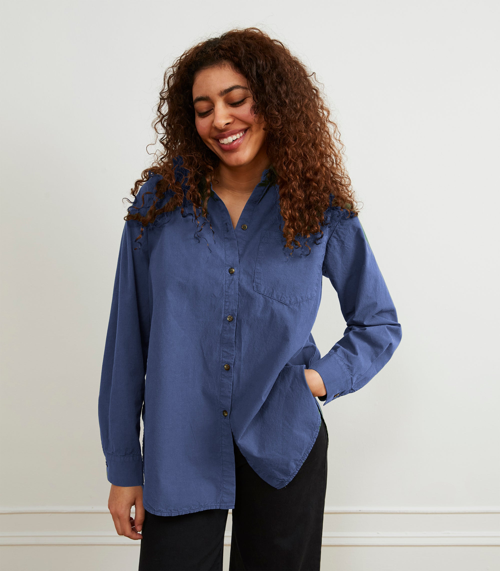 Loup - Elise Oversized Button Up Shirt - Yale Blue -