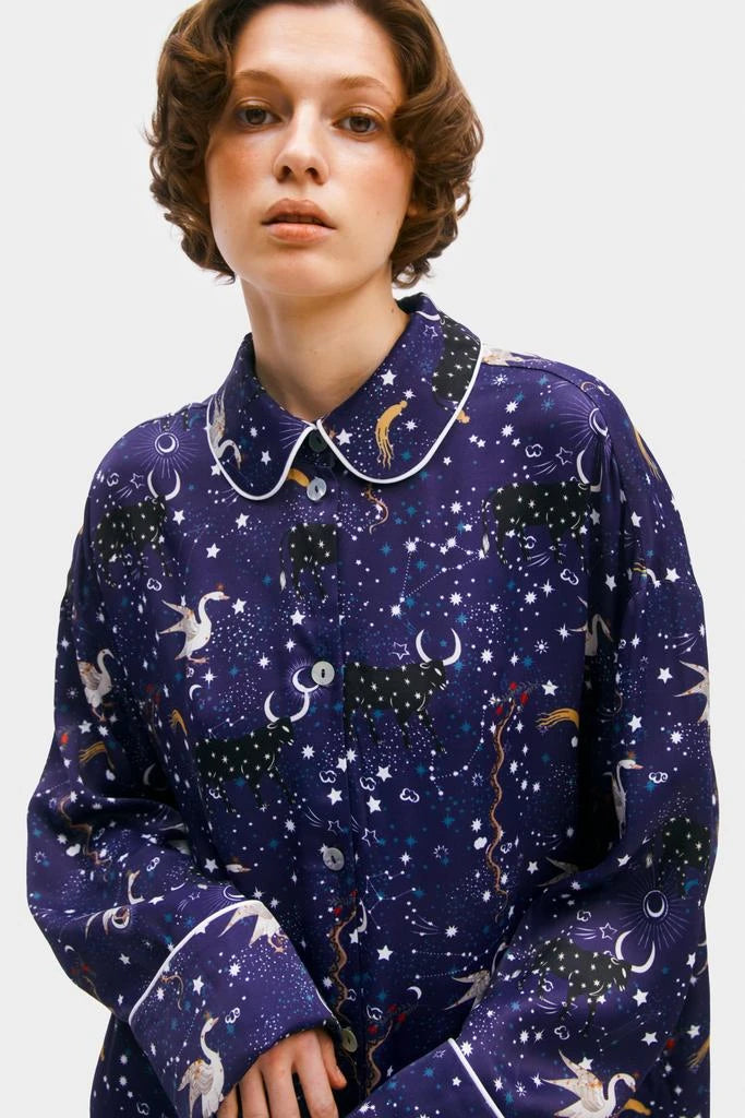Sleeper - Pastelle Oversized Shirt - Navy Mystic Print -