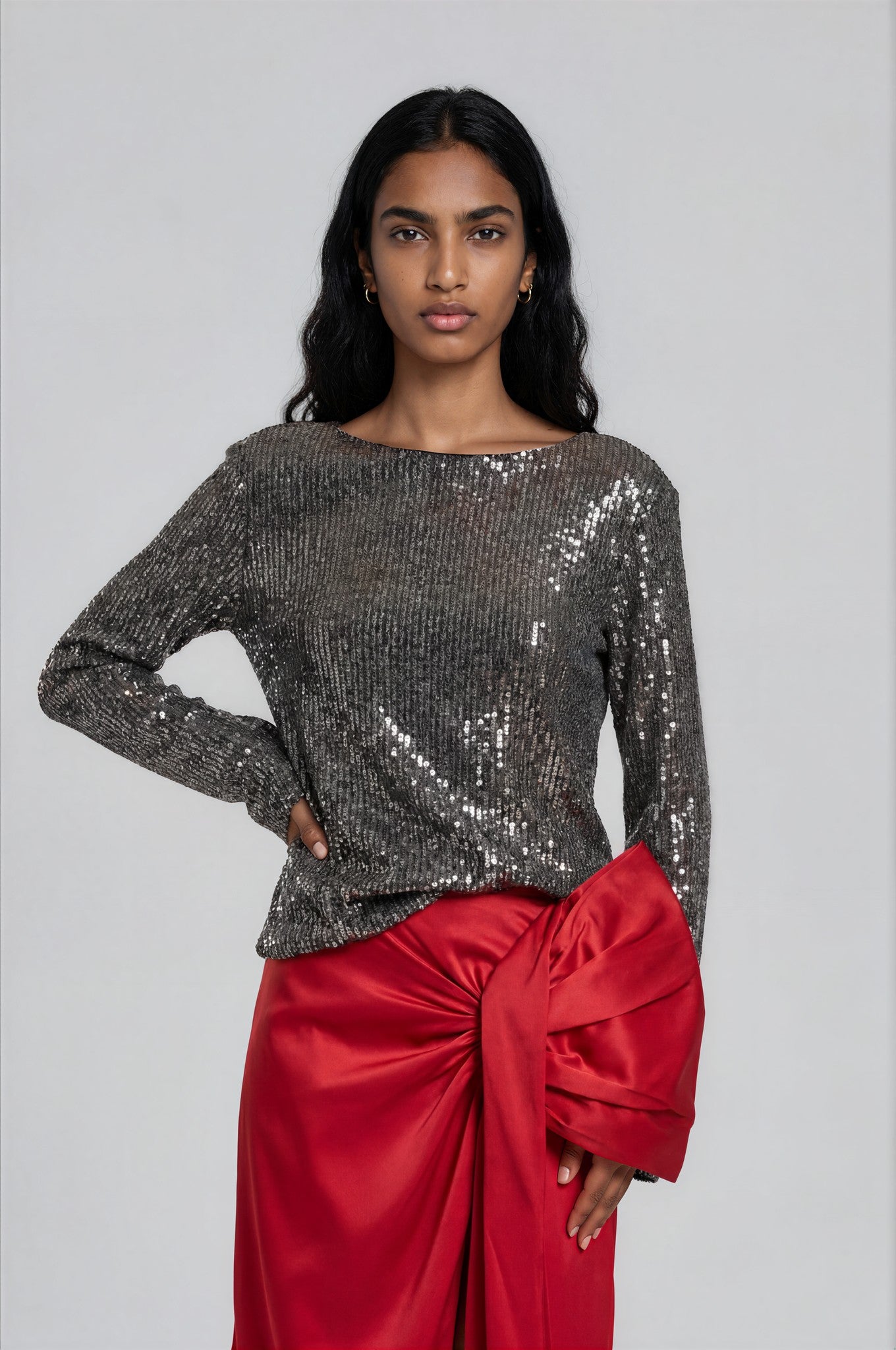 & Other Stories - Sonny Sequin Top - Grey -