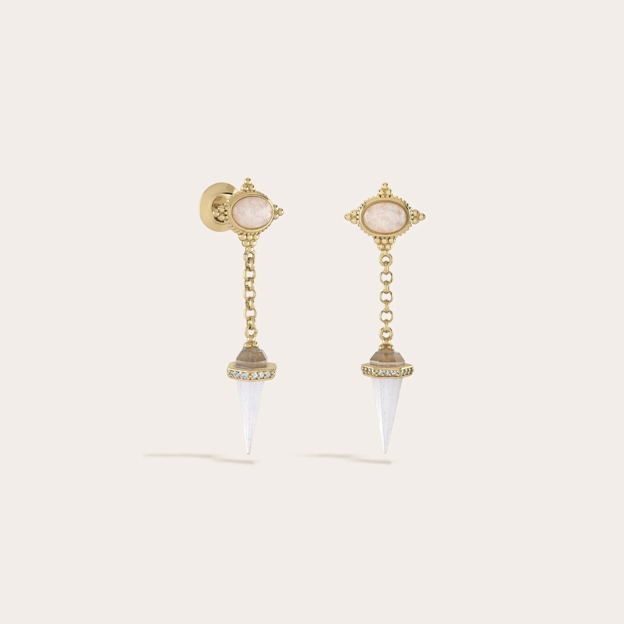 Awe Inspired - Oracle Pendulum Drop Earrings - 14K Gold Vermeil