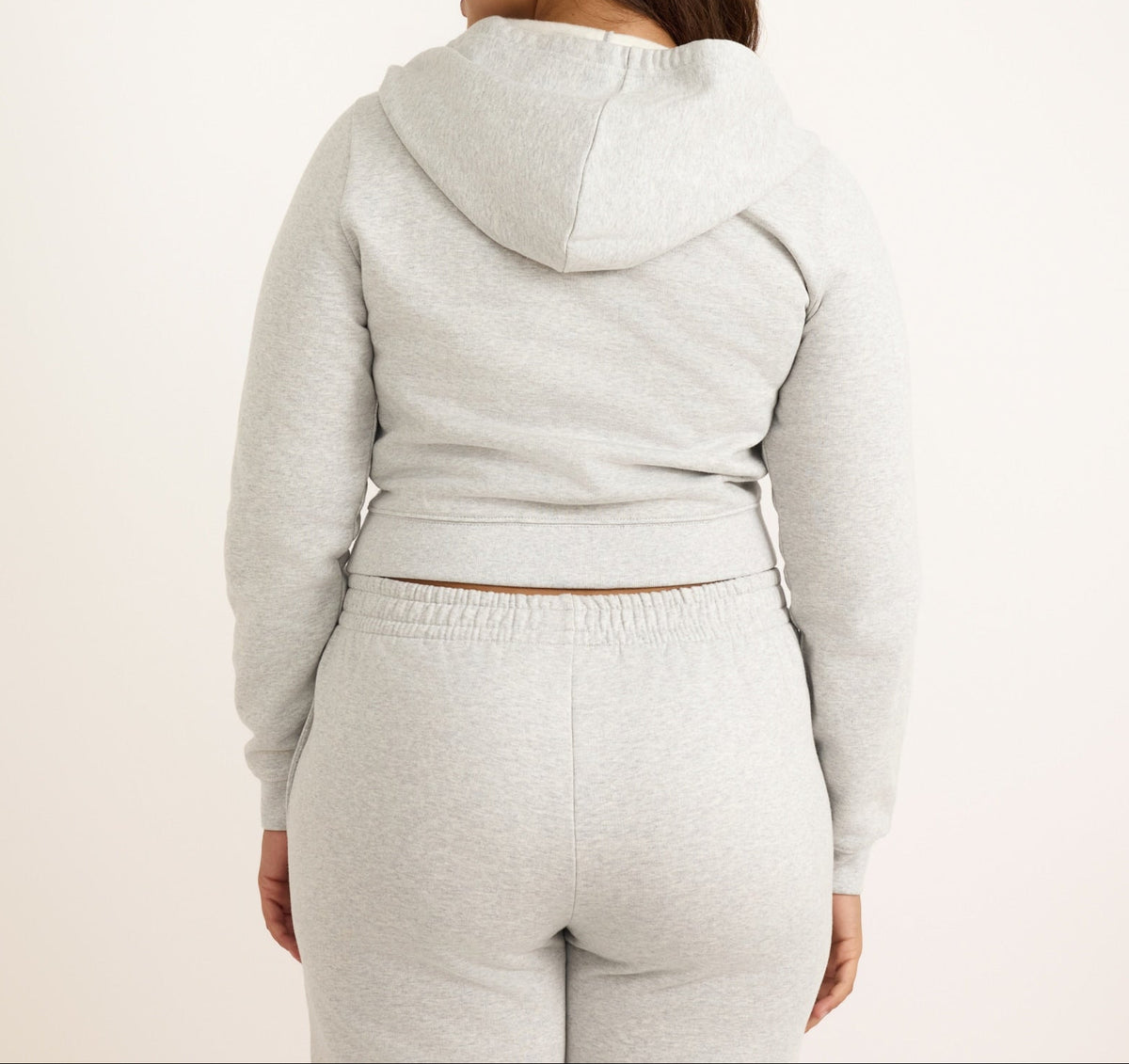 Organic Basics - Weekend Crop Zip Hoodie - Misty Grey Melange -