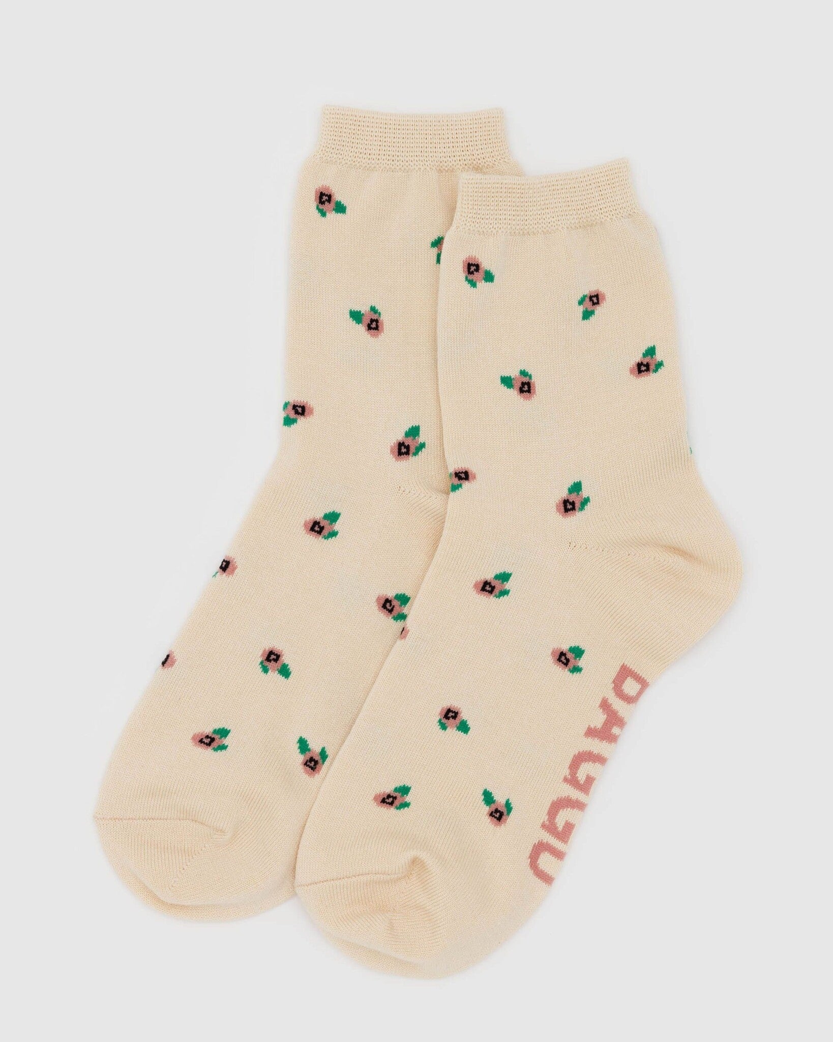 Baggu - Crew Sock - Cream Rosette -