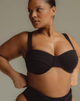 Montce - Black Rib Bustier Bikini Top -