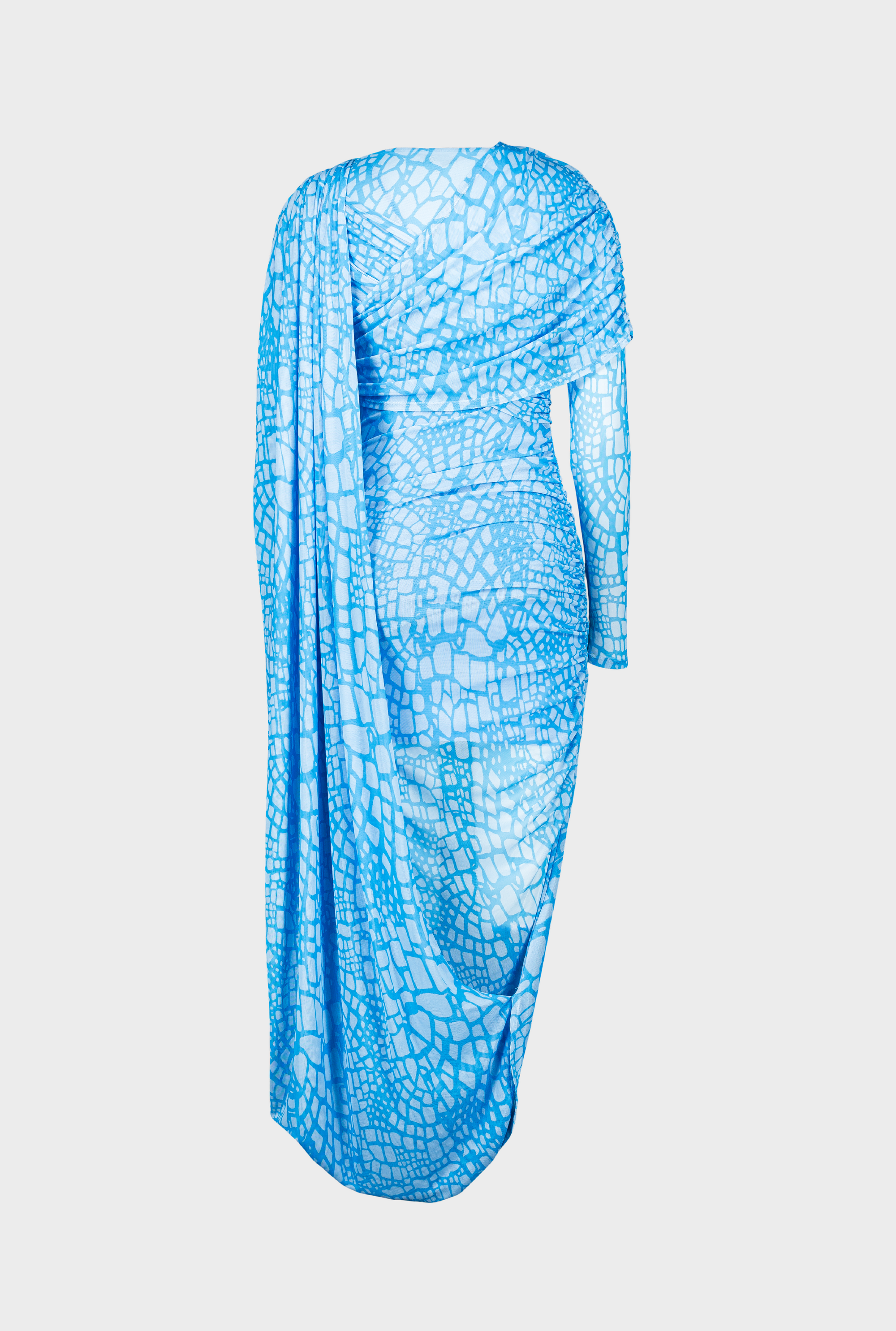SAEMDI - HYDRA PRINTED DRAPED MESH DRESS -