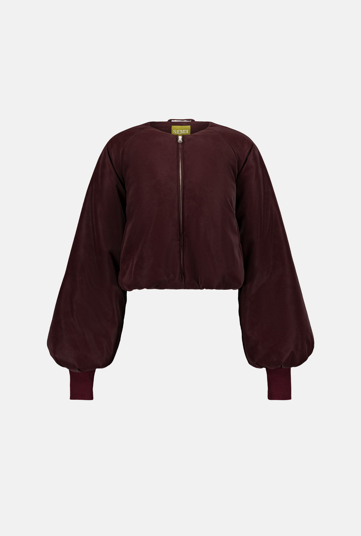 Saemdi - Fig Faux Leather Bomber Jacket -