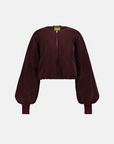 Saemdi - Fig Faux Leather Bomber Jacket -