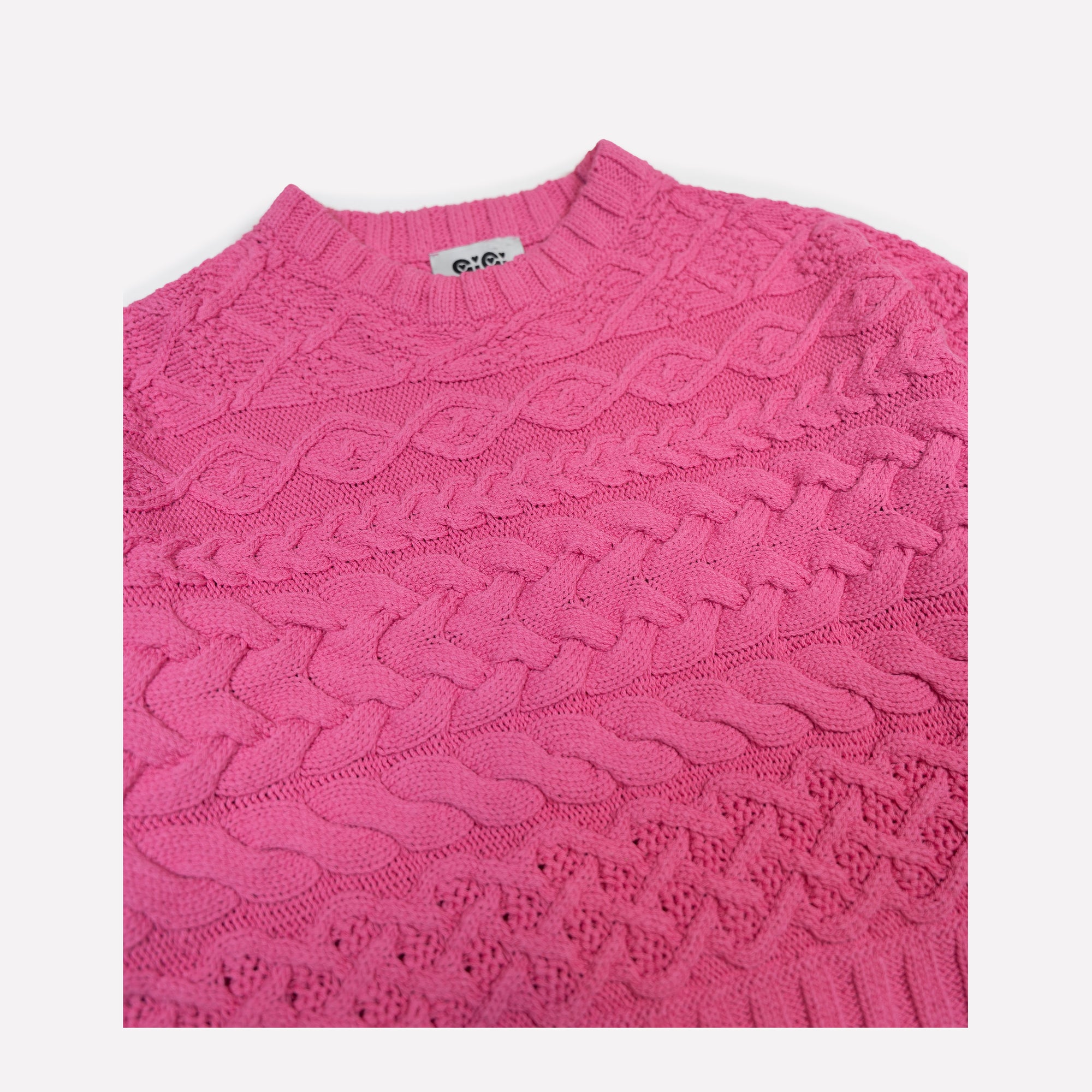Gigi Knitwear - Cable Crew Neck Sweater - Pink -