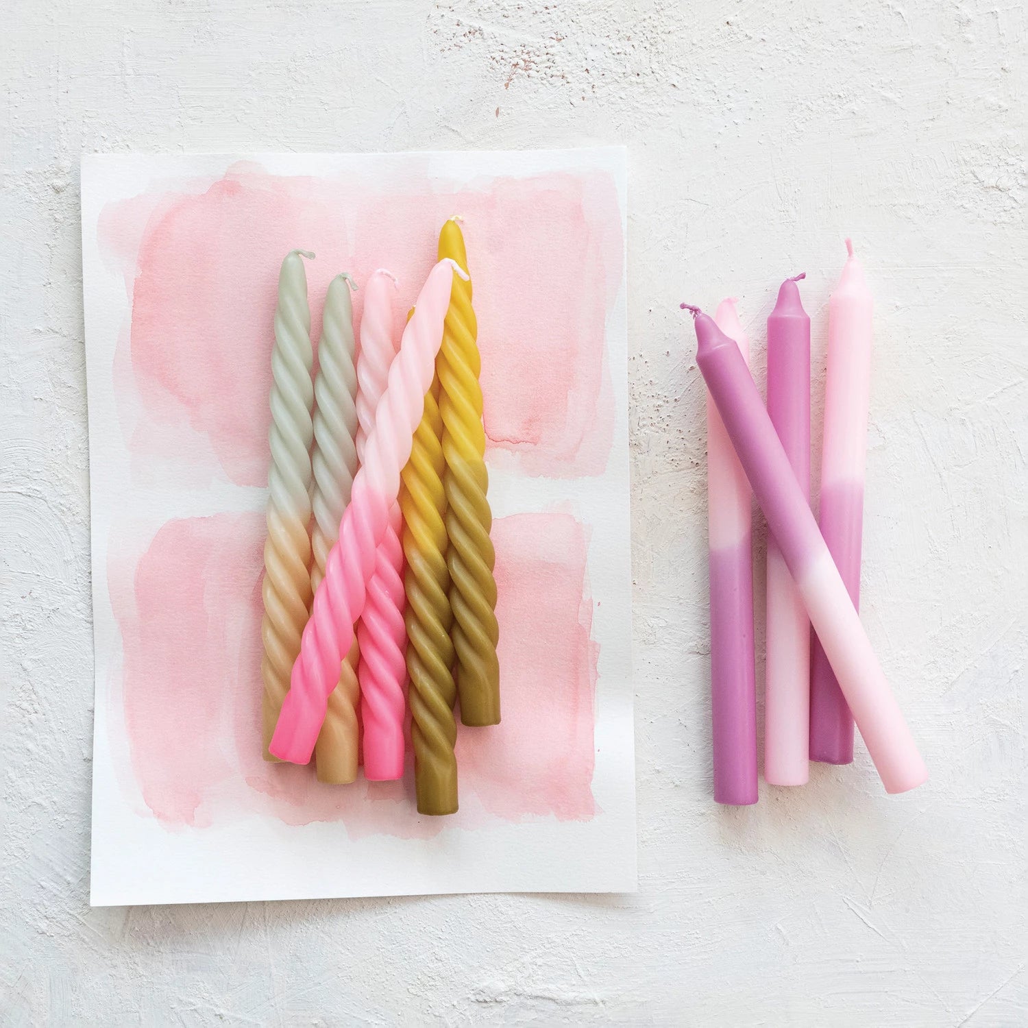 Twisted Taper Candles Set of 2 - Pink Ombre