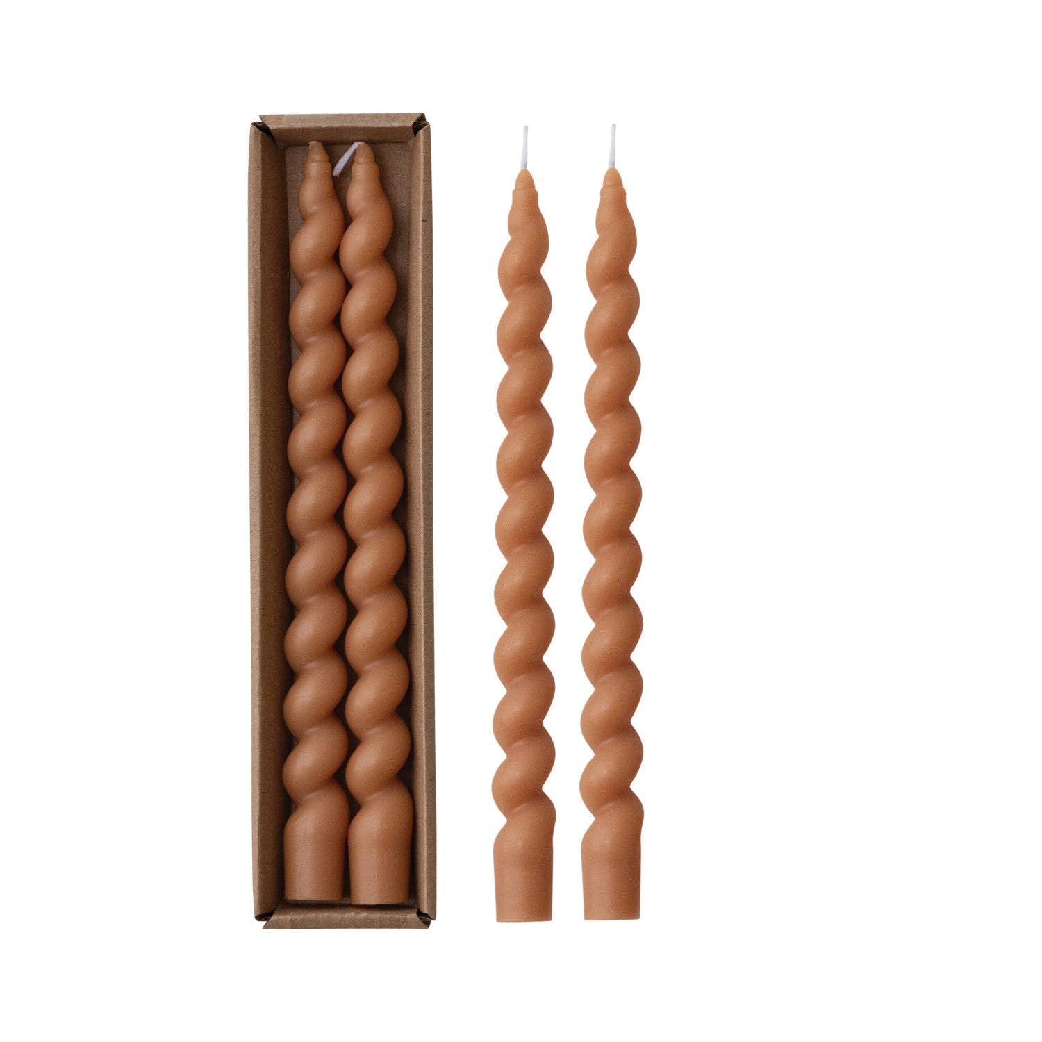 Creative Co. - Twisted Taper Candles - Tan -