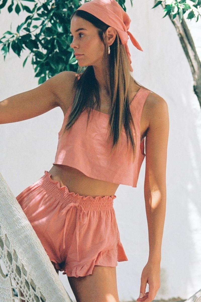 Montce - Coral Square Neck Crop Top -