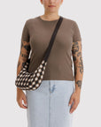 Baggu - Small Nylon Crescent Bag - Blurred Gingham Brown -
