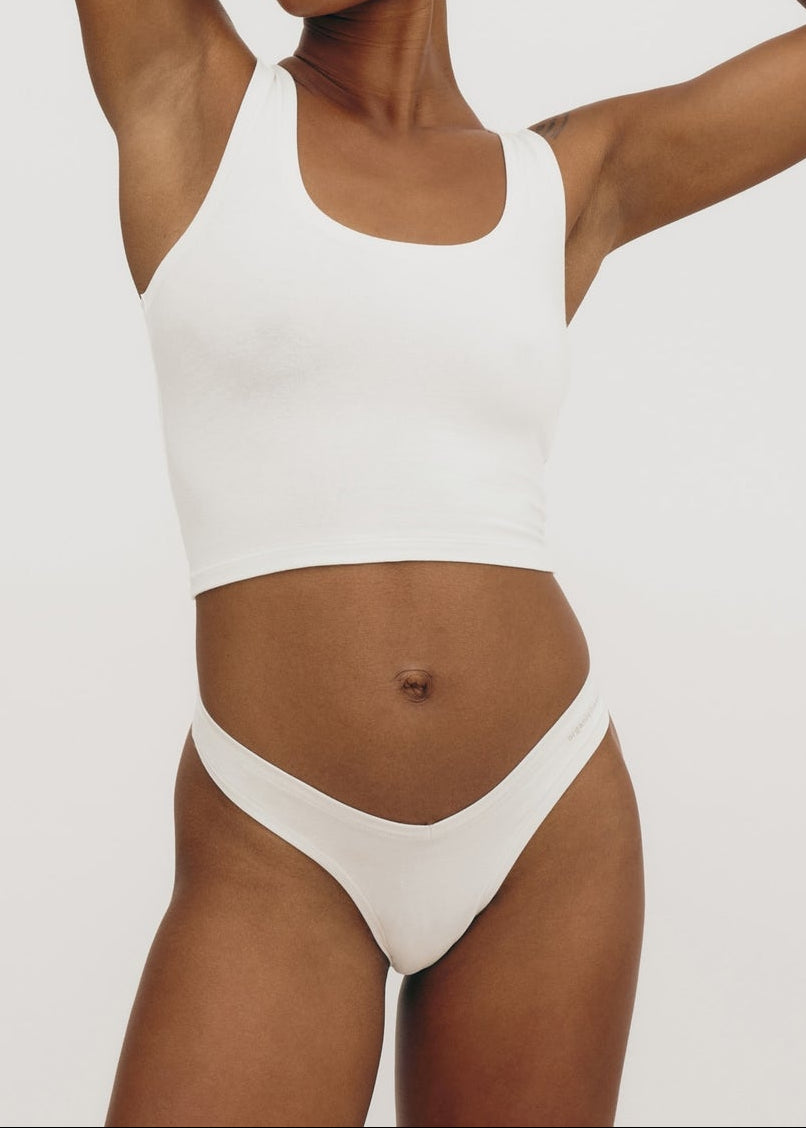Organic Basics - Flex Thong 3-pack - Black / Off White / Seaweed -