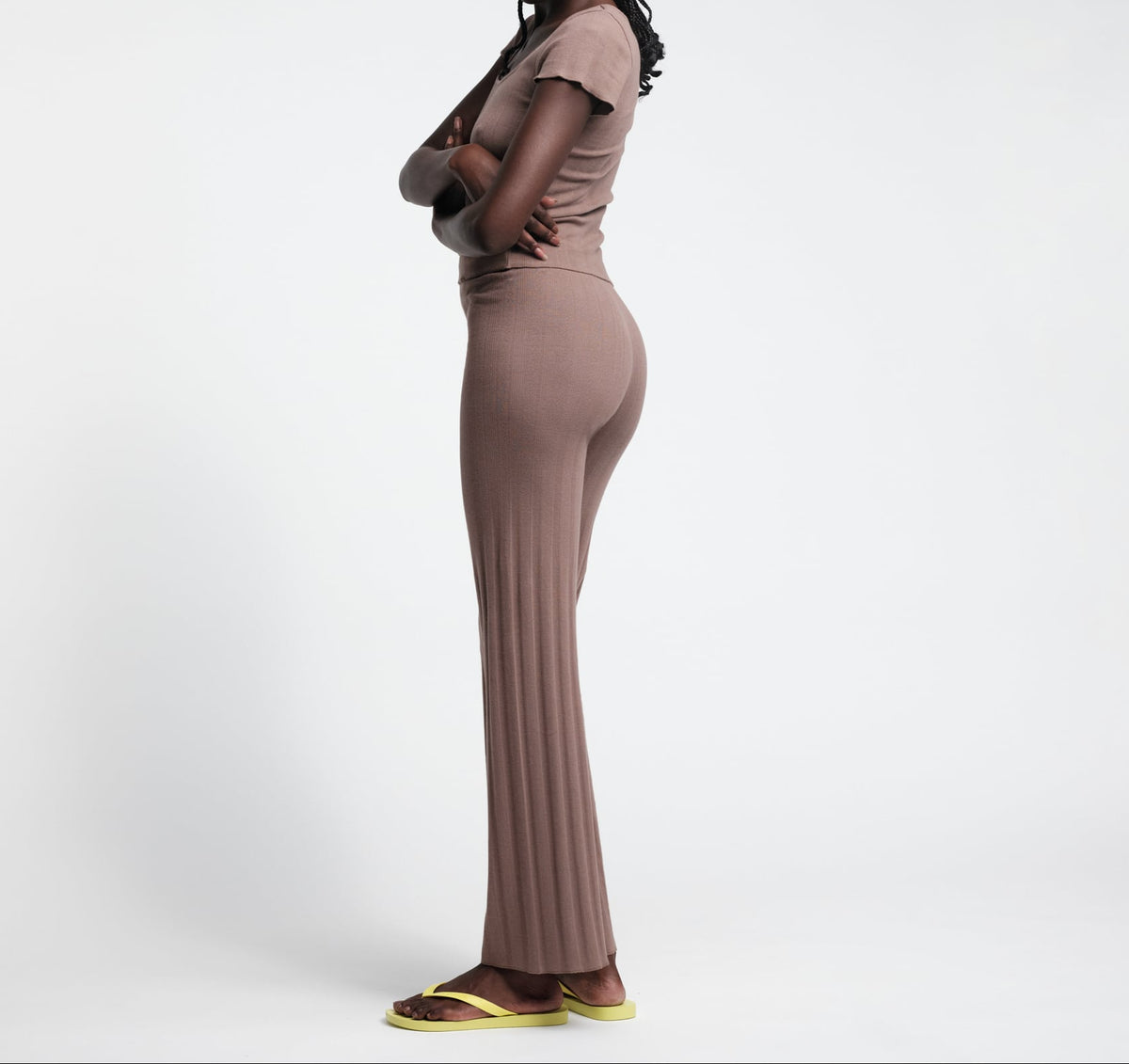 Organic Basics - Pointelle Straight Leg Pants - Clay -