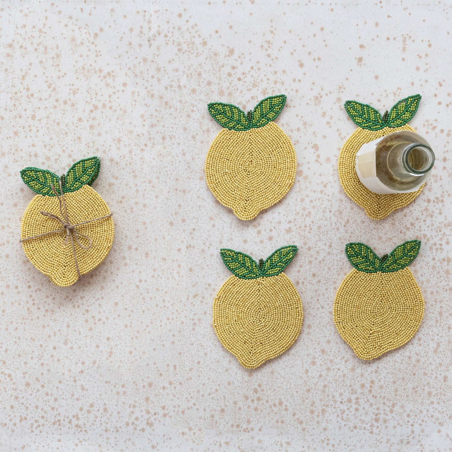 Creative Co. - Beaded Lemon Coasters, Set of 4 -