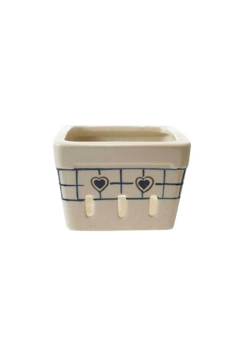 Creative Co. - Hand-Painted Stoneware Berry Basket - Hearts -