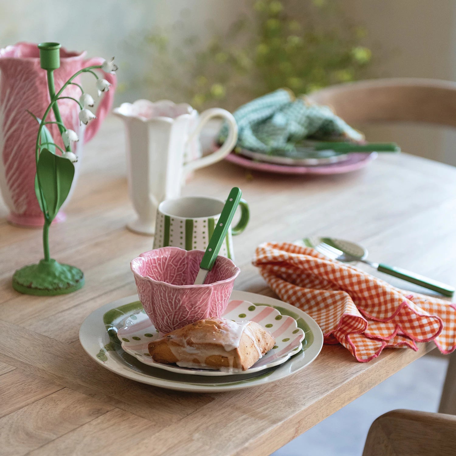 Creative Co. - Cotton Scalloped Napkins - Orange Gingham -
