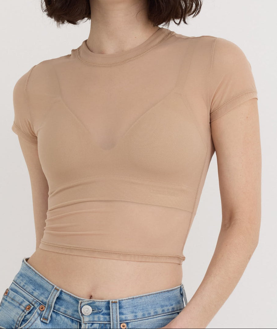 Organic Basics - Mesh Tee - Hazelnut -