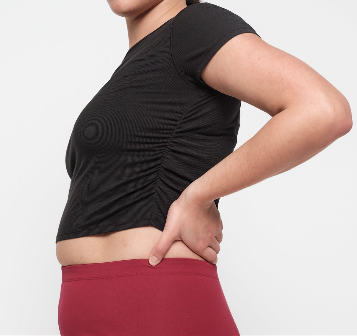 Organic Basics - Active Rib Ruched Tee - Black -