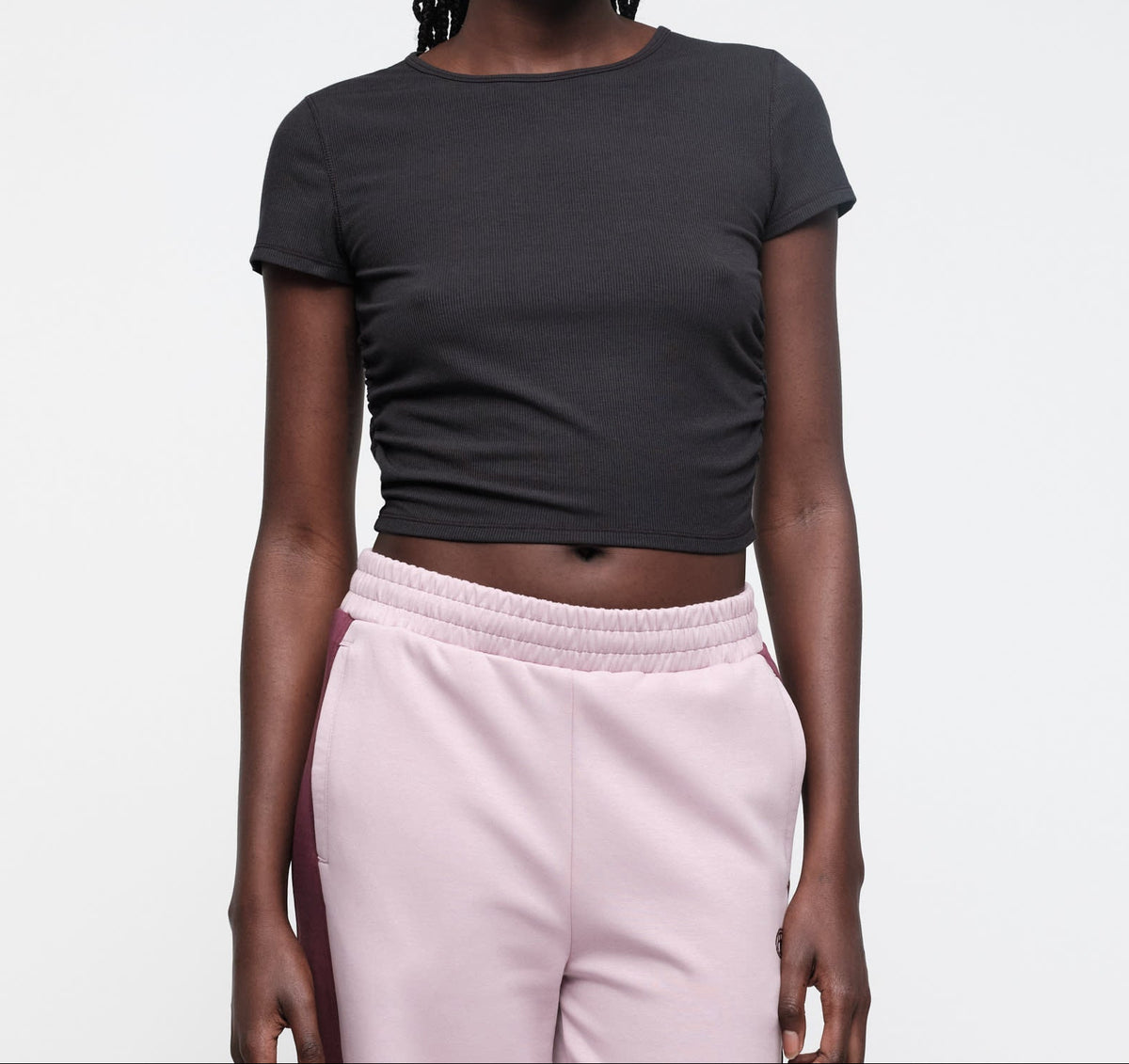 Organic Basics - Active Rib Ruched Tee - Black -