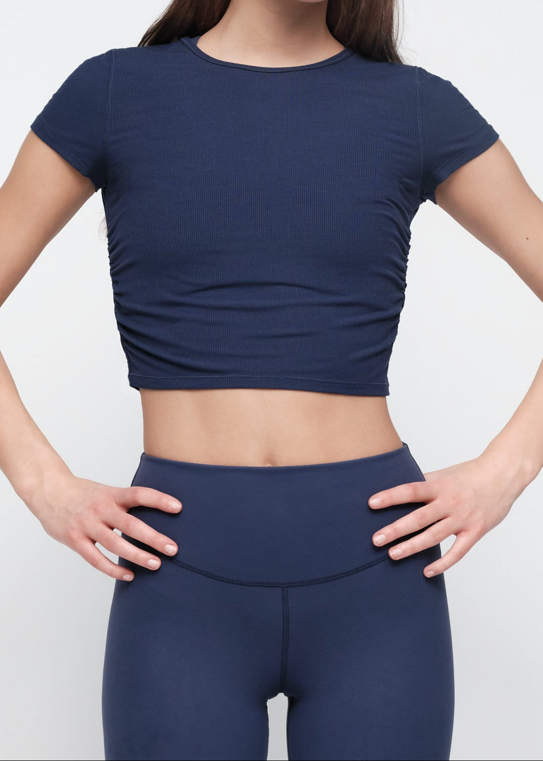 Organic Basics - Active Rib Ruched Tee - Night Sky -