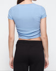 Organic Basics - Active Rib Ruched Tee - Siren Blue -