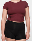 Organic Basics - Active Rib Ruched Tee - Summer Wine -