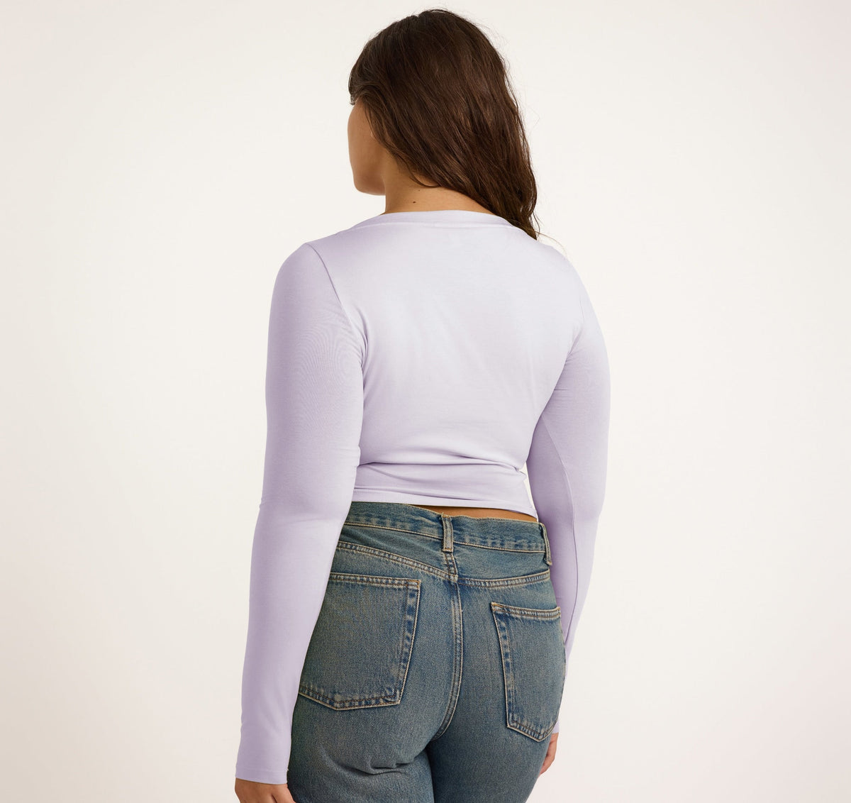 Organic Basics - Everyday Scoop Neck Long Sleeve Tee - Soft Lilac -