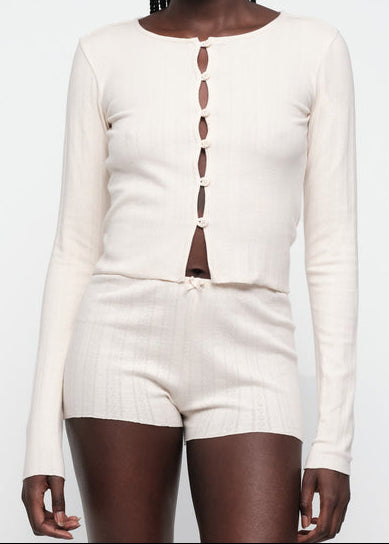 Organic Basics - Pointelle Cardigan - Cloud -