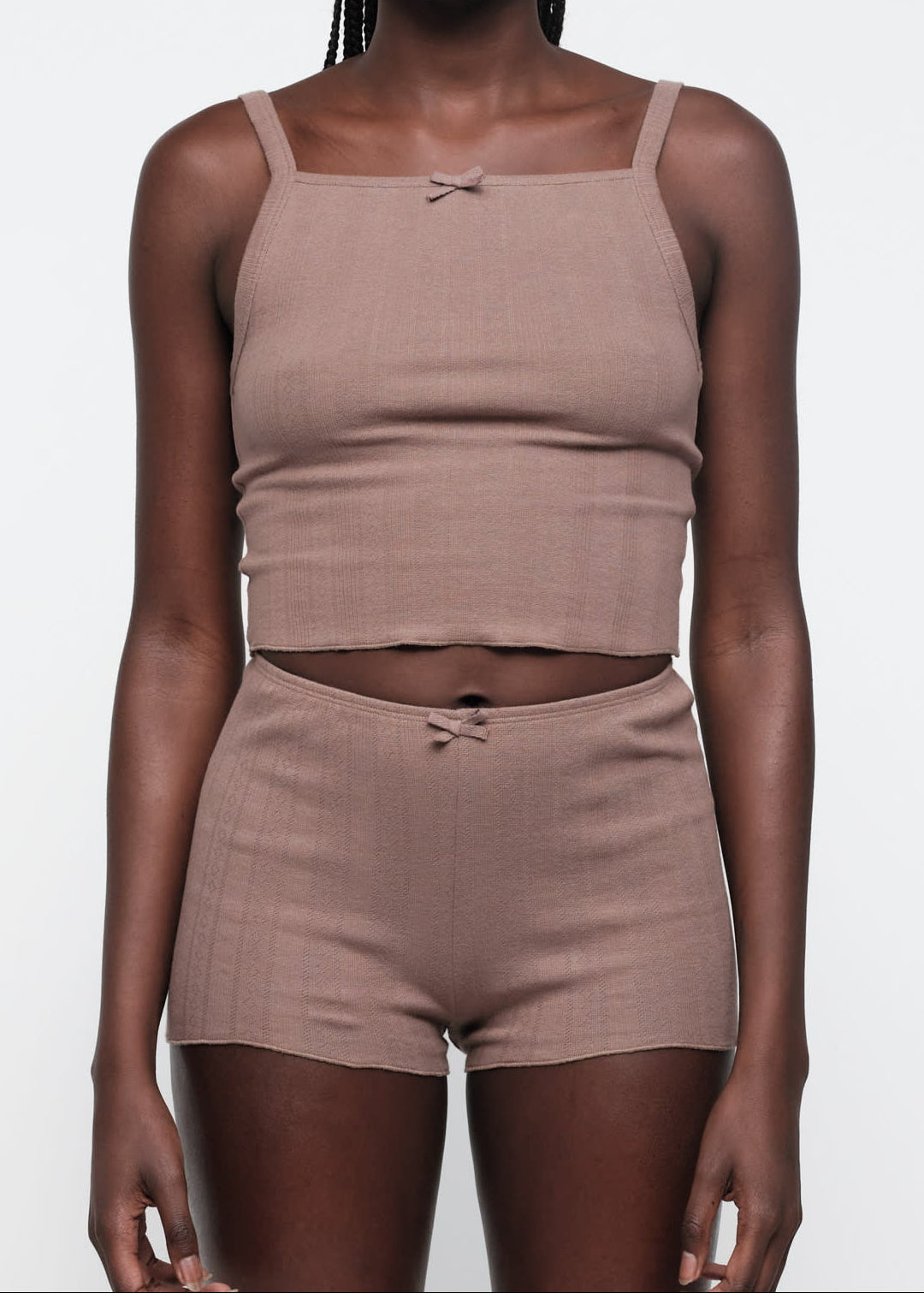 Organic Basics - Pointelle Shorts - Clay -