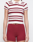 Organic Basics - Soft Knit Polo - Hibiscus Kiss Stripe -