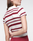Organic Basics - Soft Knit Polo - Hibiscus Kiss Stripe -