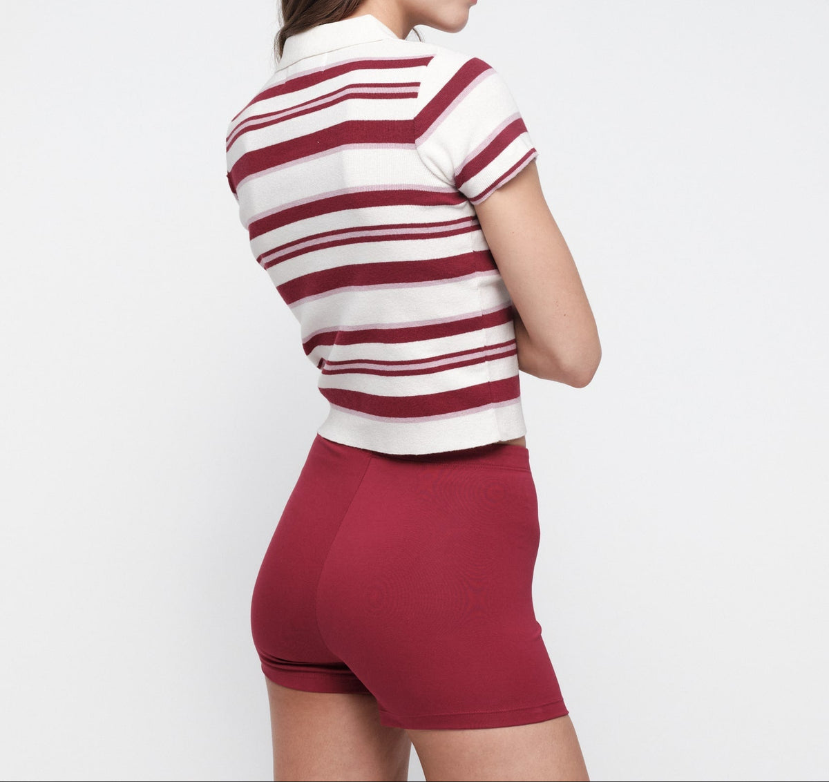 Organic Basics - Soft Knit Polo - Hibiscus Kiss Stripe -