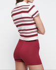Organic Basics - Soft Knit Polo - Hibiscus Kiss Stripe -