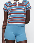 Organic Basics - Soft Knit Polo - Scandi Sea Stripe -