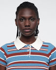 Organic Basics - Soft Knit Polo - Scandi Sea Stripe -