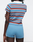 Organic Basics - Soft Knit Polo - Scandi Sea Stripe -