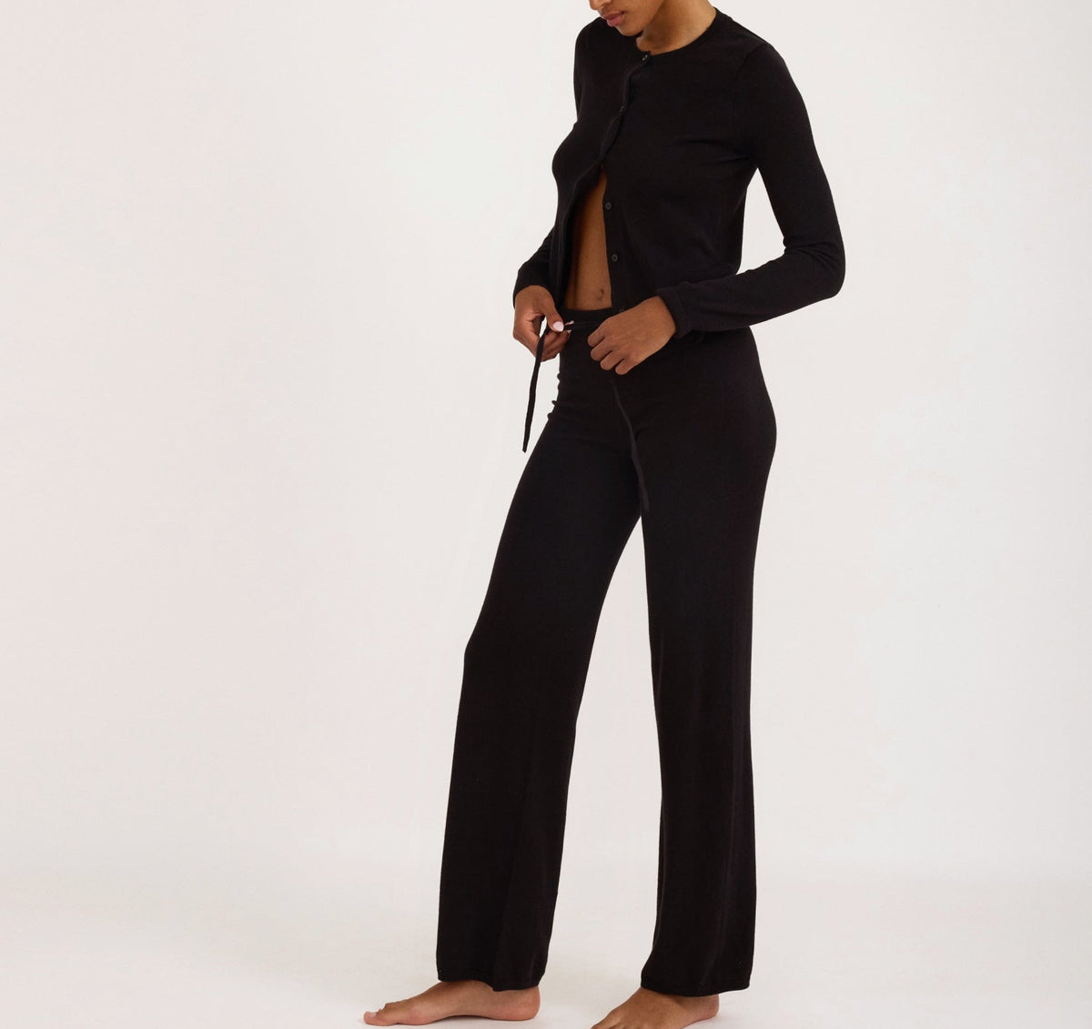 Organic Basics - Soft Knit Straight Leg Pants - Black -