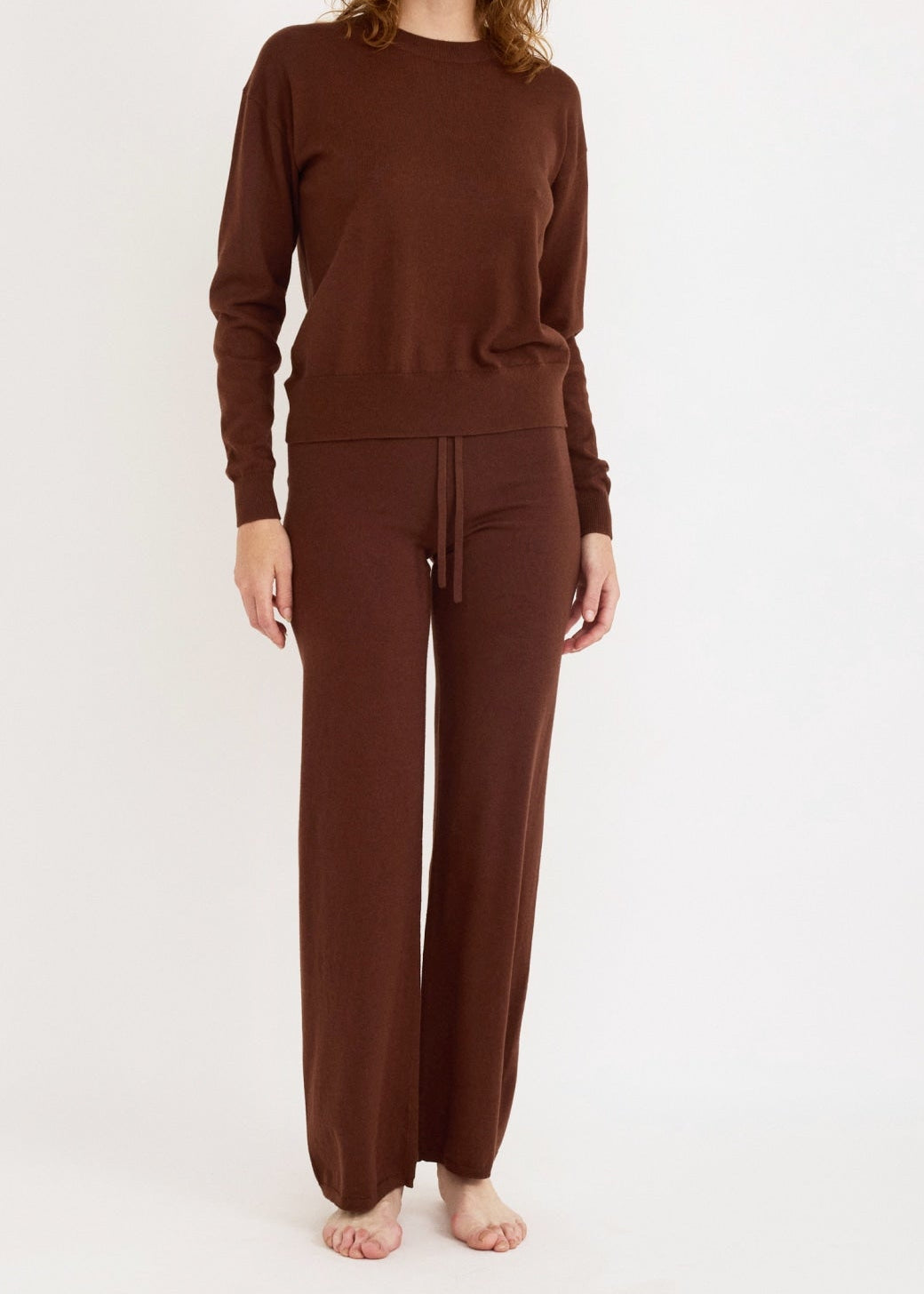 Organic Basics - Soft Knit Straight Leg Pants - Rich Brown -