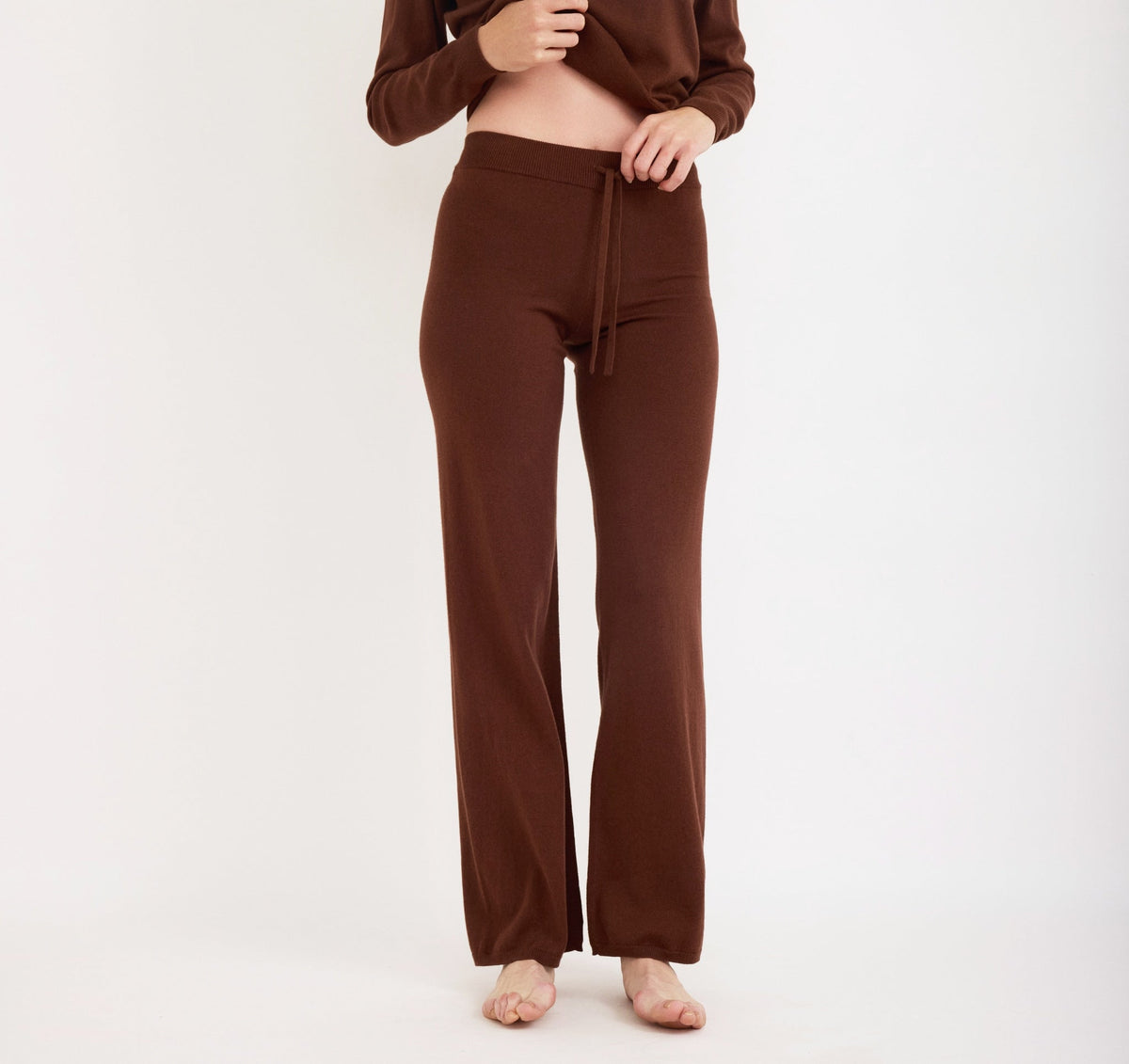 Organic Basics - Soft Knit Straight Leg Pants - Rich Brown -