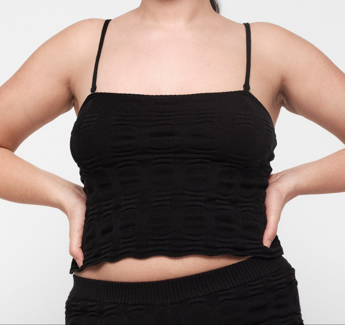 Organic Basics - Soft Knit Textured Cami - Black -